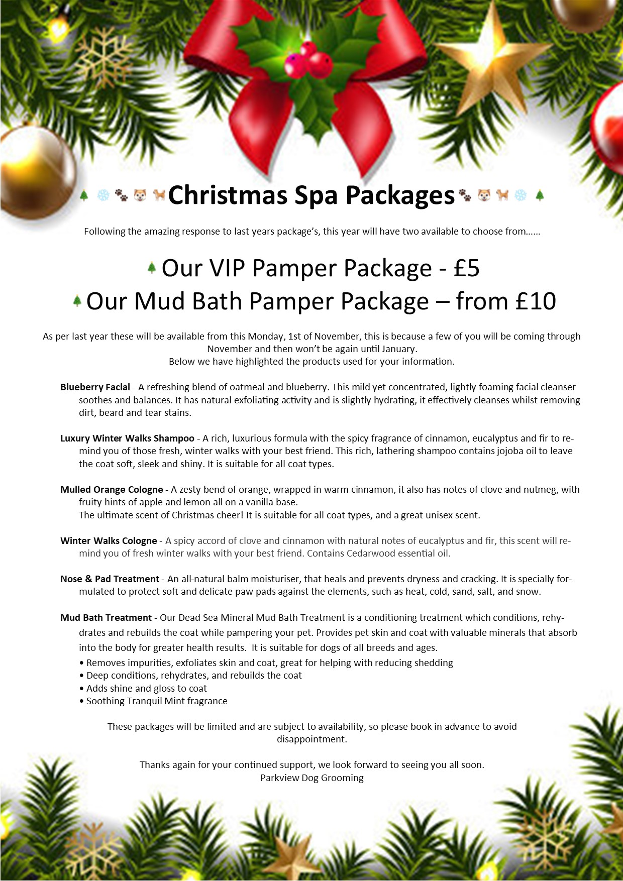 Christmas Pamper Packages